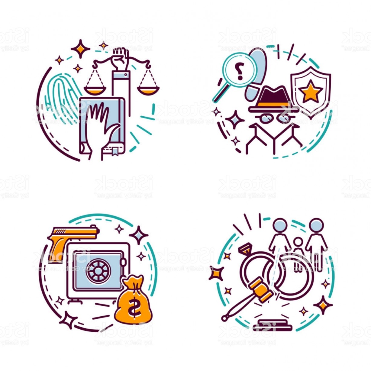 1228x1228 Lawyer Service And Justice Icons Court And Law Vector Cartoon