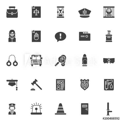 500x500 Justice And Law Vector Icons Set, Modern Solid Symbol Collection
