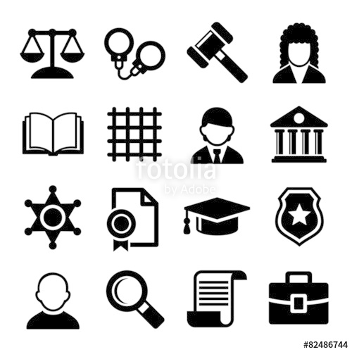 500x500 Law And Justice Icons Set Vector Stock Image And Royalty Free