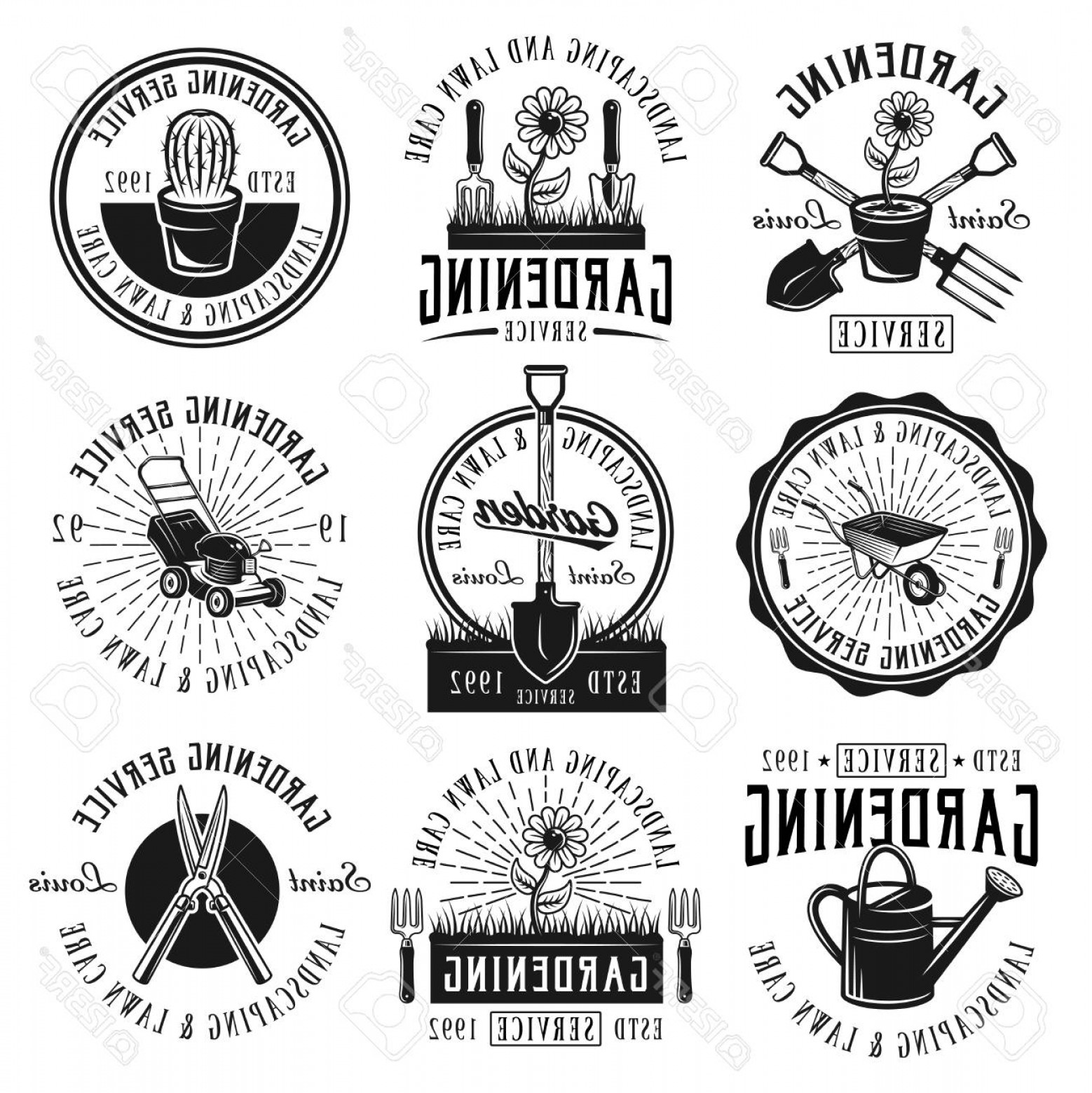 1558x1560 Photostock Vector Gardening Service Landscaping And Lawn Care Set