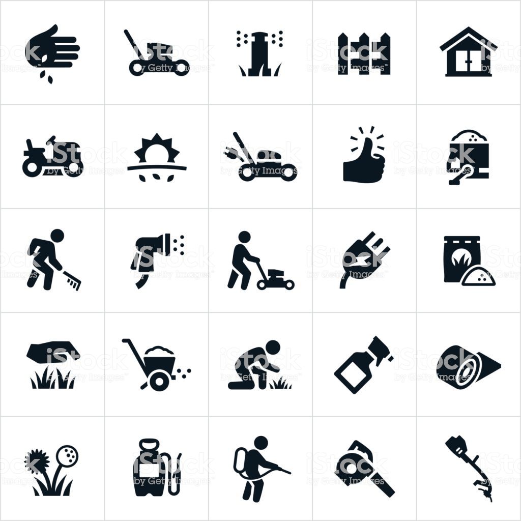 1024x1024 A Set Of Lawn Care Icons The Icons Include Lawn Mowers