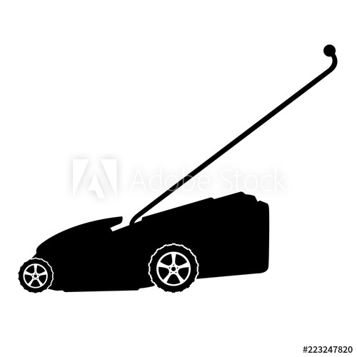 Lawn Mower Icon, Silhouette, Logo On White Background 500x500 Lawn Mower Icon, Silhouette, Logo On White Background
