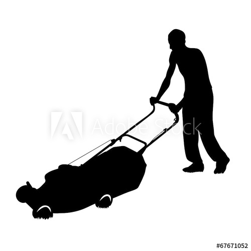 Man Cutting The Grass With Lawn Mower Vector Silhouette 500x500 Man Cutting The Grass With Lawn Mower Vector Silhouette