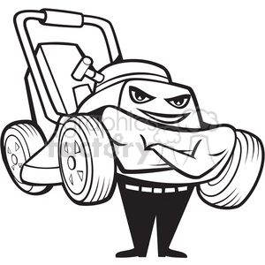 Black And White Happy Lawnmower Smiling Front Clipart Royalty 300x300 Black And White Happy Lawnmower Smiling Front Clipart Royalty