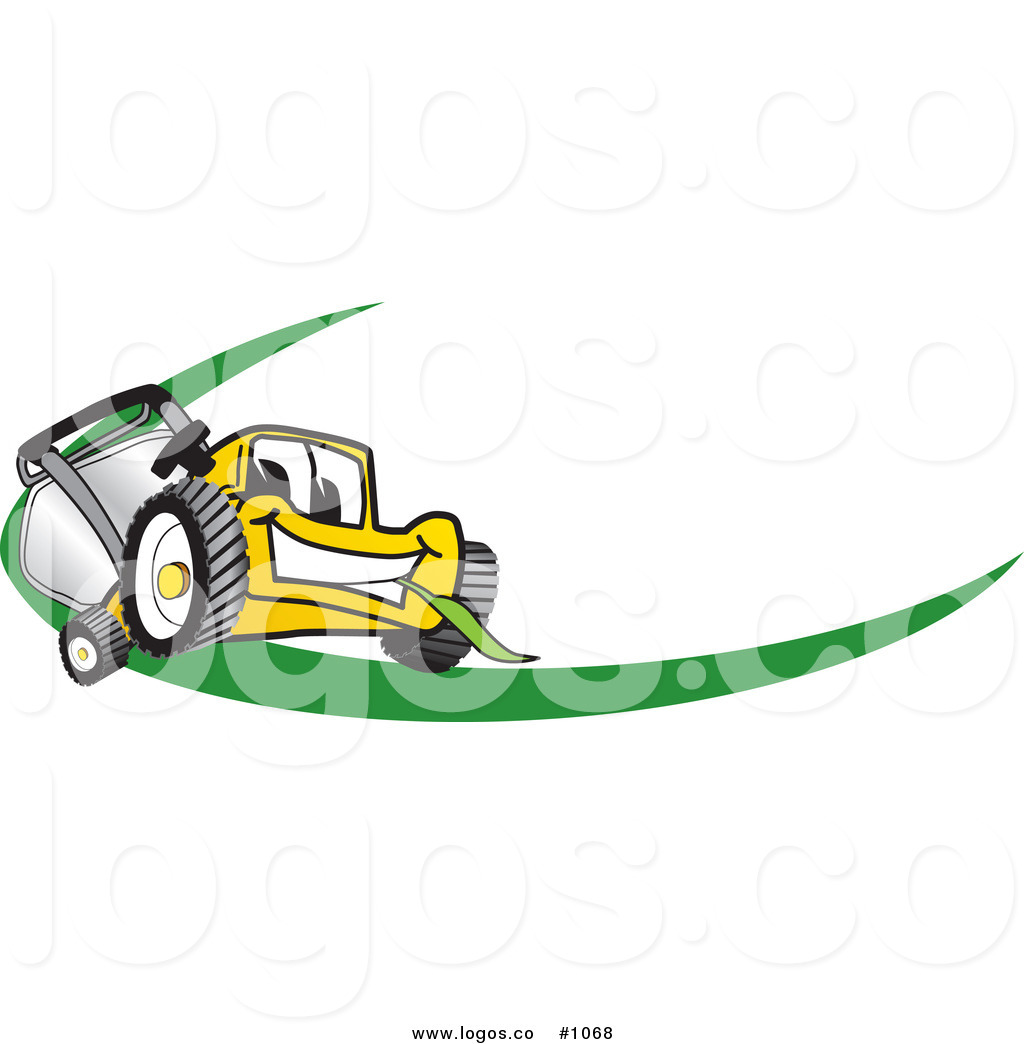 1024x1044 Royalty Free Cartoon Vector Logo Of A Yellow Lawn Mower Mascot