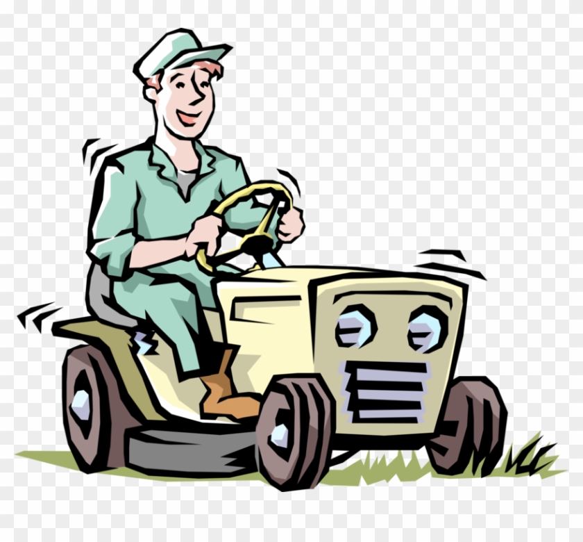840x780 Vector Illustration Of Lawn Care Specialist Mowing