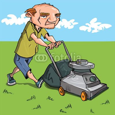 400x400 Free Clip Art Downloads Lawn Man Vector Cartoon Man Mowing His