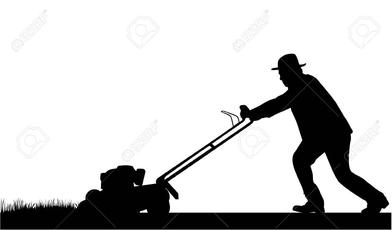 1300x765 Clipart Man Mowing Lawn