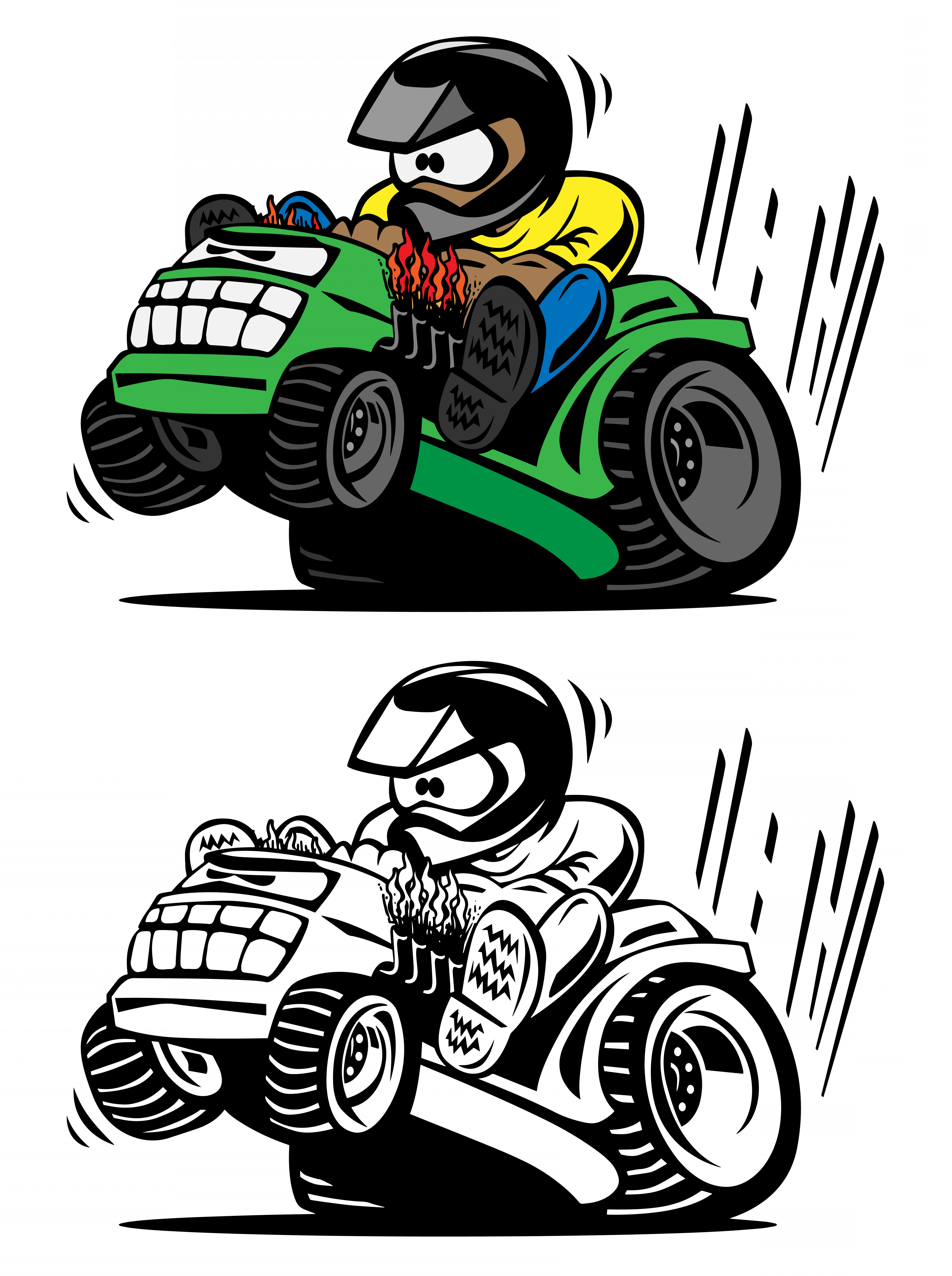 6000x8042 Cartoon Racing Lawnmower Vector Illustration Hoodamathrun
