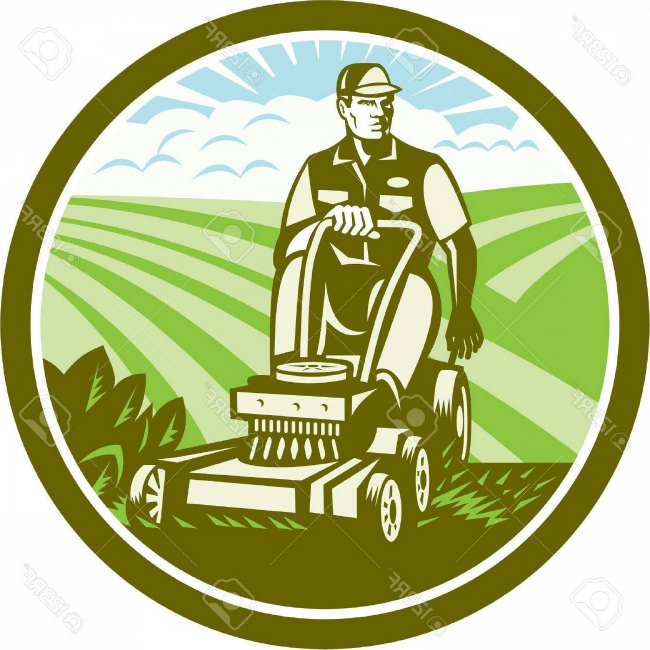 2246x2246 Photostock Vector Illustration Of A Gardener Riding On A Vintage