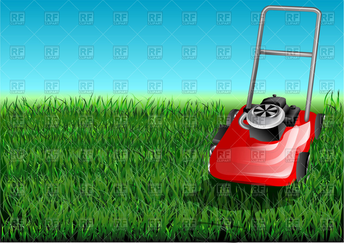 1200x850 Grass Cutter Cuts The Green Lawn Vector Image Of Objects Arkela
