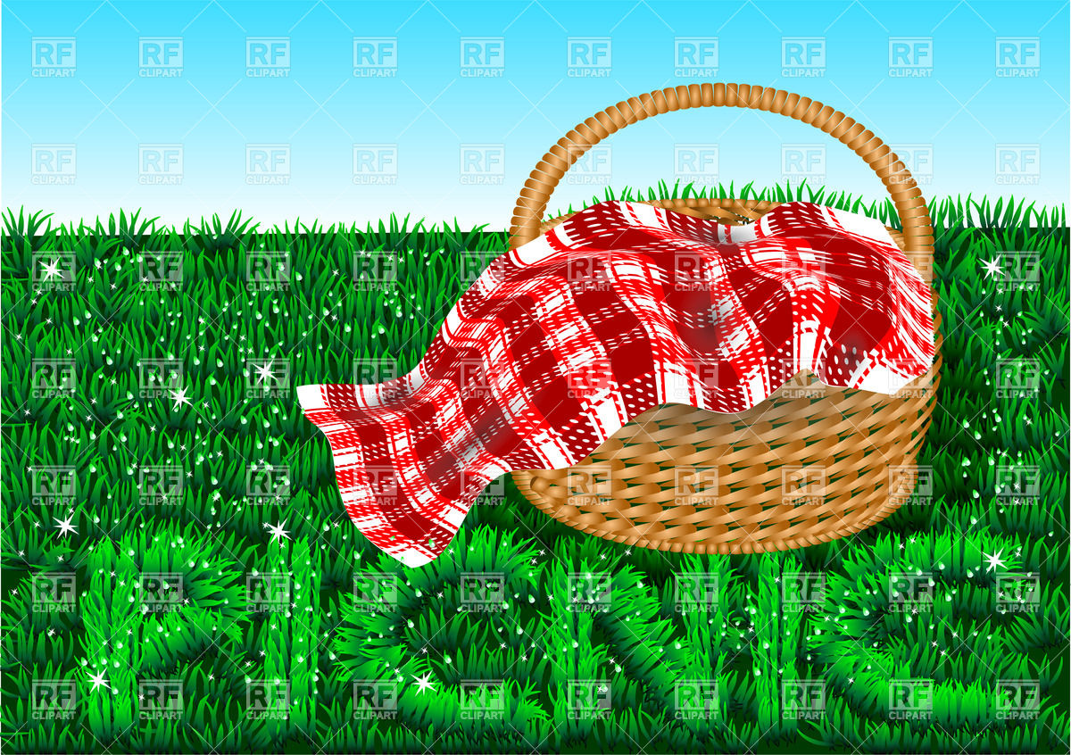1200x846 Picnic Basket On Green Lawn Vector Image Of Objects Arkela