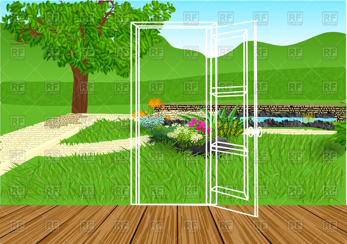 1200x846 Silhouette Of Door On Green Lawn Vector Image Of Nature, Landscape