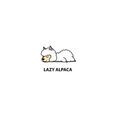 490x490 Lazy Alpaca Sleeping Icon, Logo Design, Vector Illustration