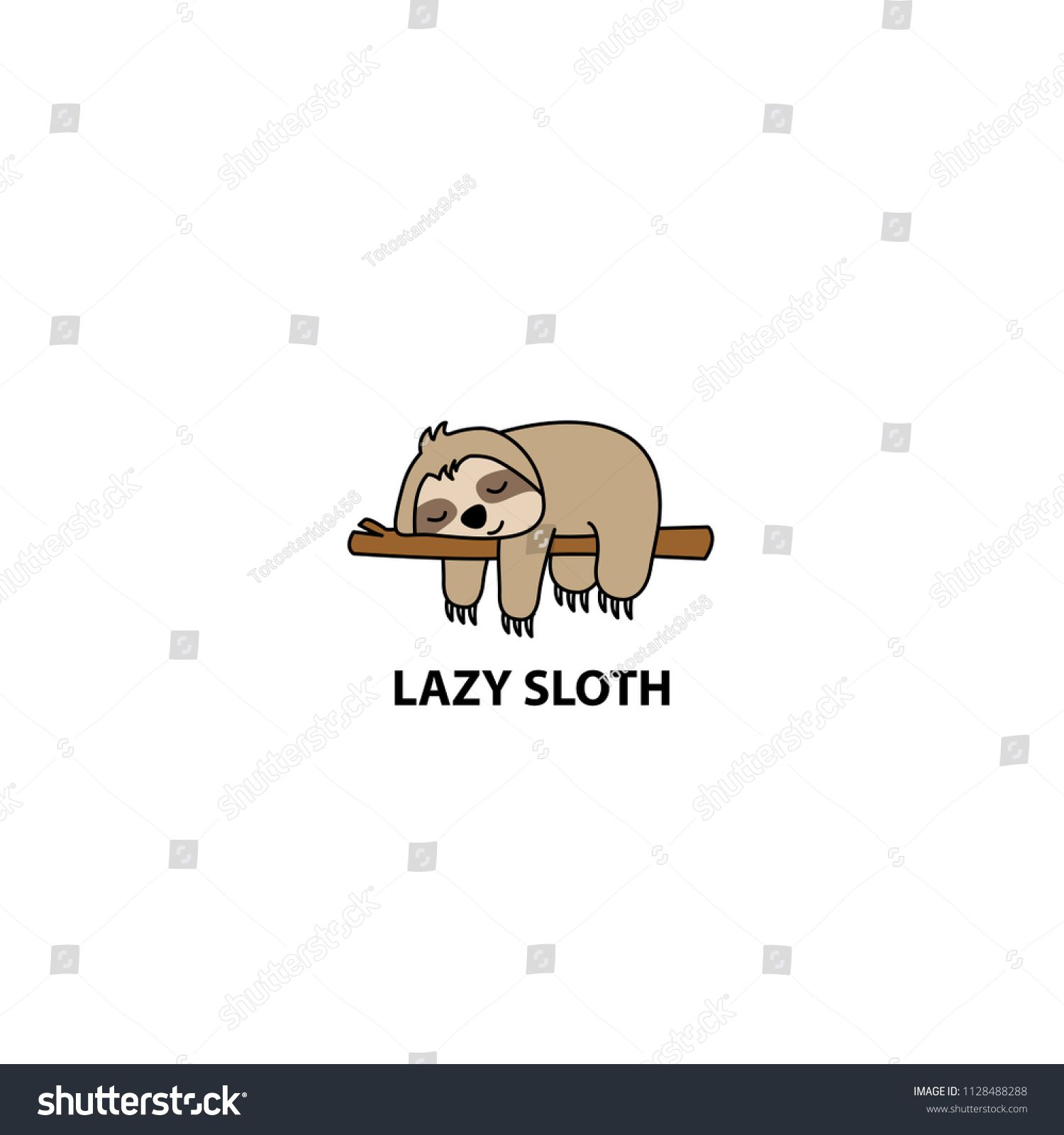 1500x1600 Lazy Sloth Sleeping On A Branch Cartoon, Vector Illustration