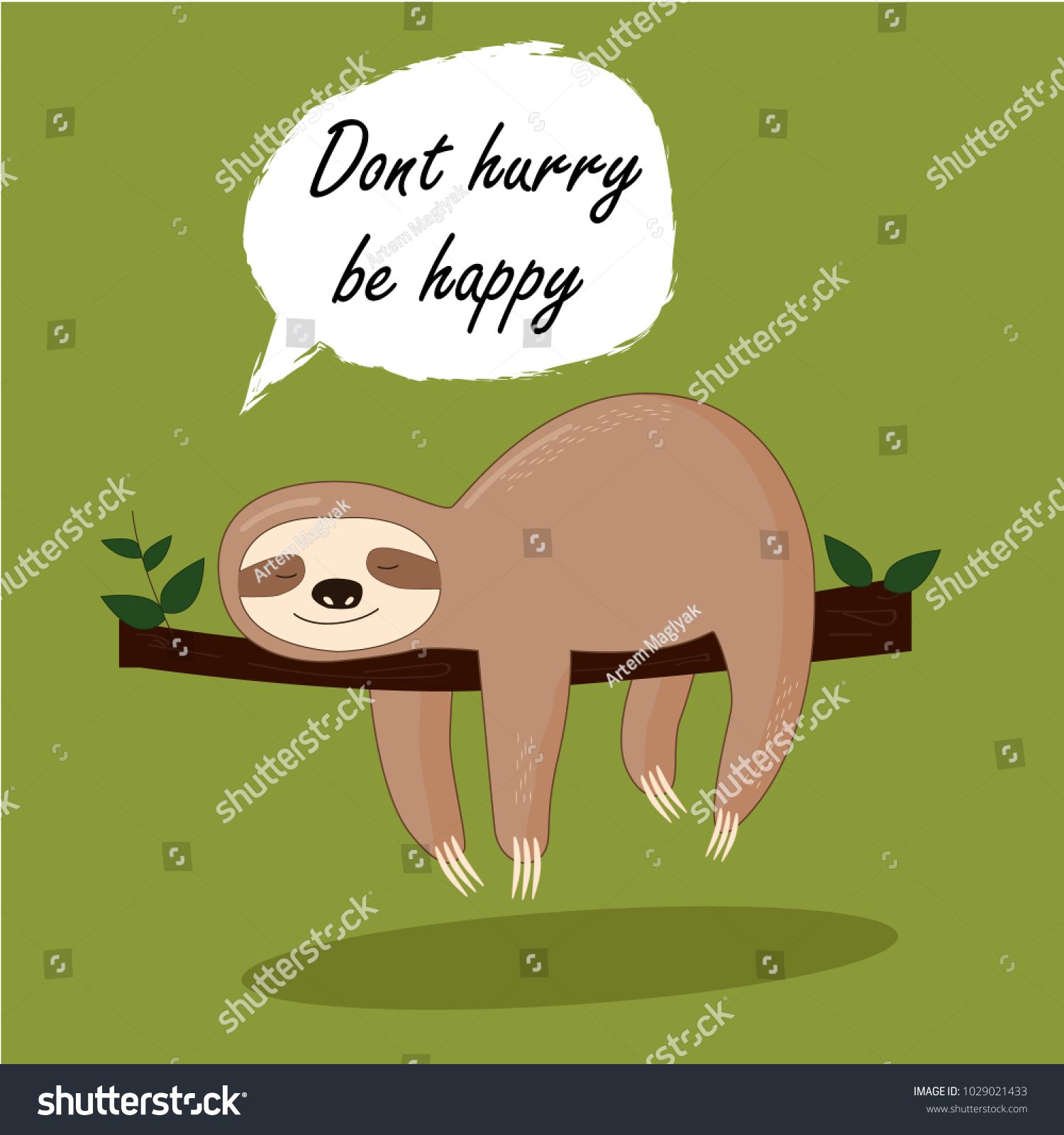 1500x1600 Vector Illustration Of Lazy Sloth With The Speech Bubble