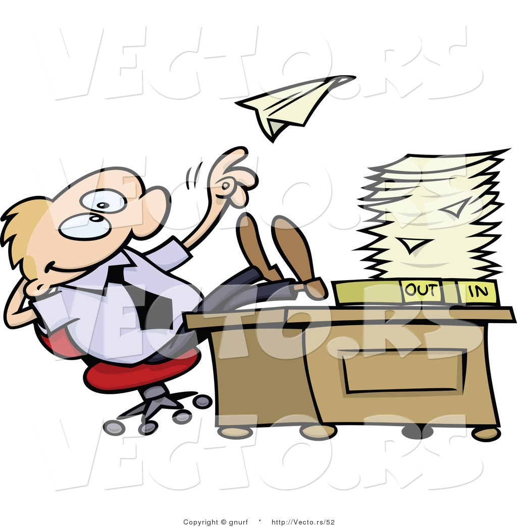 1024x1044 Vector Of A Lazy Cartoon Office Worker Not Doing His Job