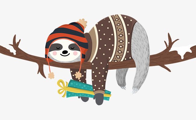 650x400 Wearing A Hat Of Lazy Vector Christmas Sloth, Hat Vector, Cute