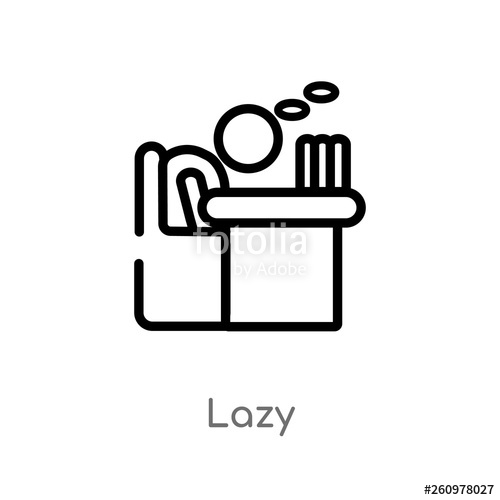 500x500 Outline Lazy Vector Icon Isolated Black Simple Line Element