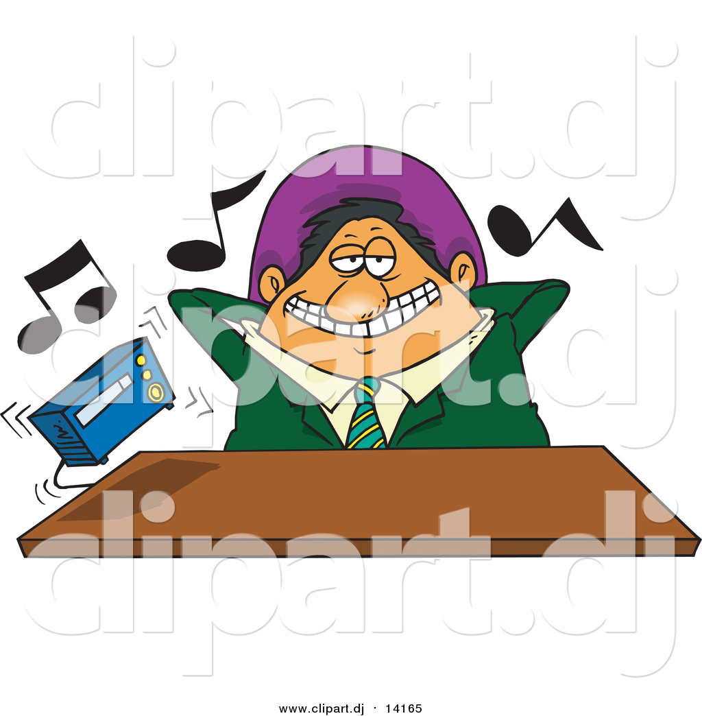 1024x1044 Cartoon Vector Clipart Of A Cartoon Lazy Male Boss Listening