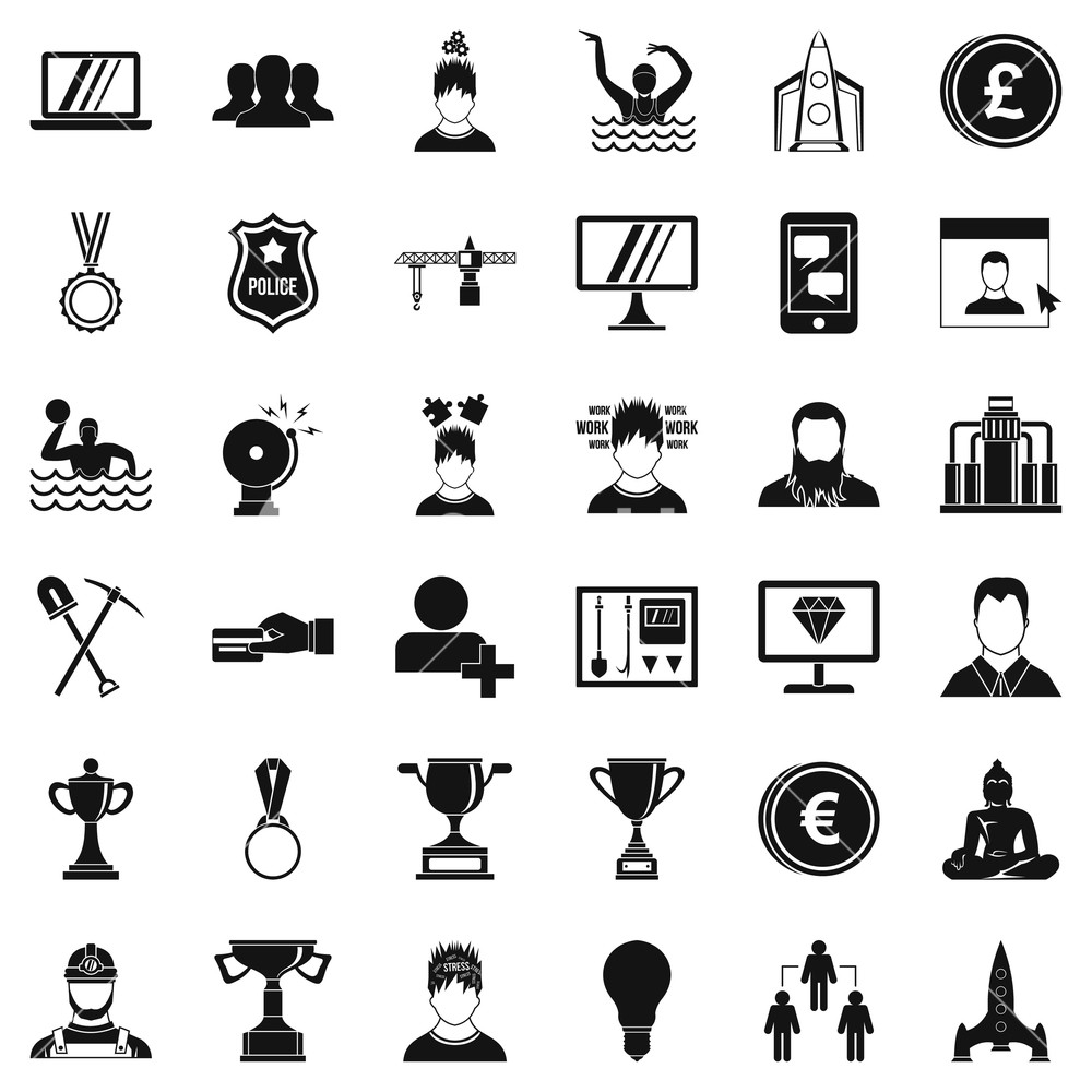 1000x1000 Leadership Icons Set Simple Style Of Leadership Vector Icons