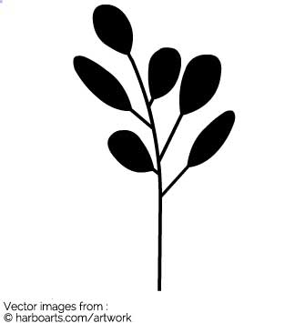 335x355 Download Branch With Oval Leaves
