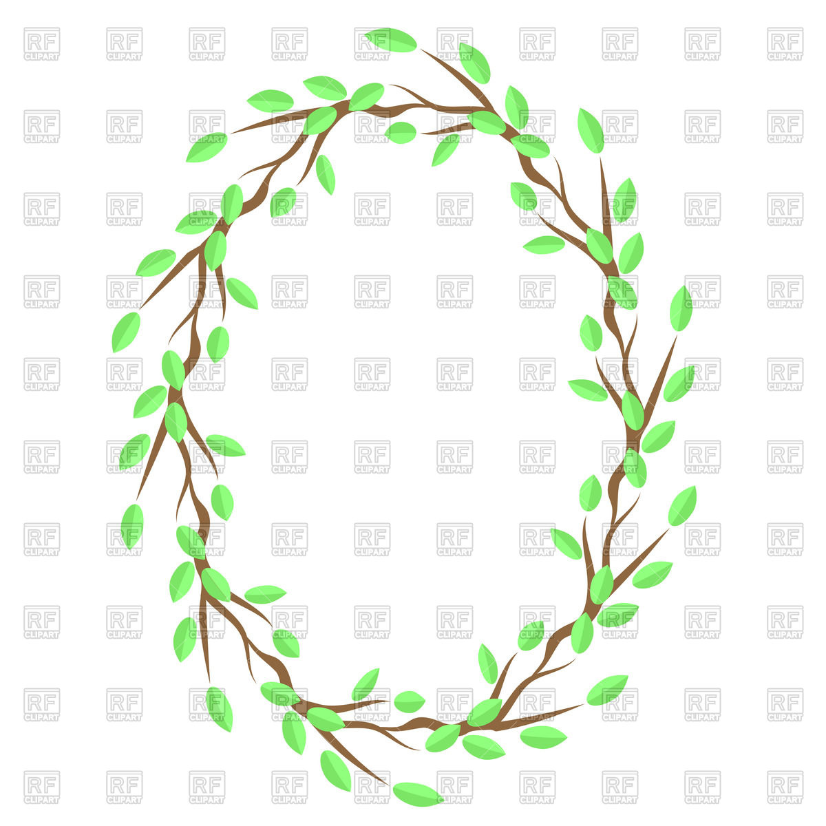 1200x1200 Frame Of Green Leaves On Branch Vector Image Of Borders And Frames