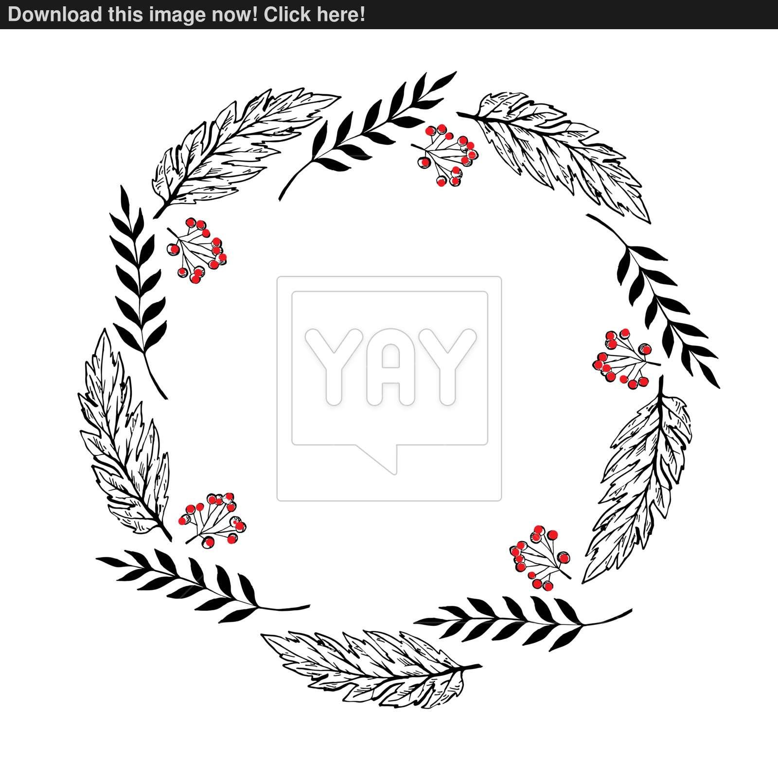 Doodle Berry And Leaf Circle Frame On A White Background Wreath 1600x1600 Doodle Berry And Leaf Circle Frame On A White Background Wreath