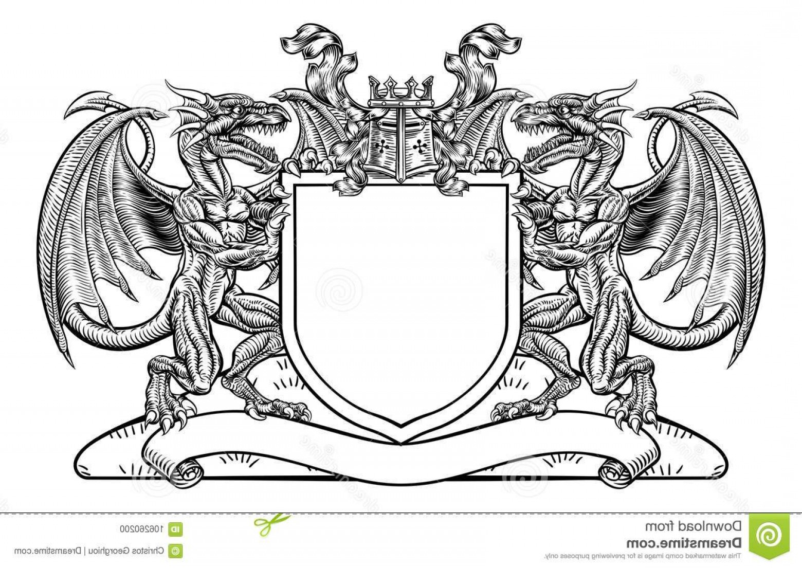 1560x1105 Dragon Shield Heraldic Crest Coat Arms Emblem Medieval Featuring