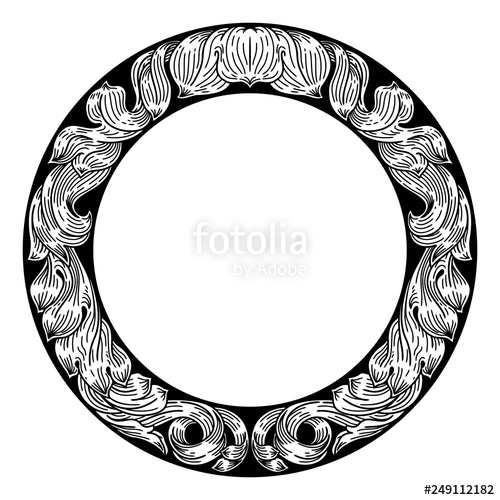 500x500 A Laurel Leaf Filigree Crest Floral Frame Pattern Motif Woodcut