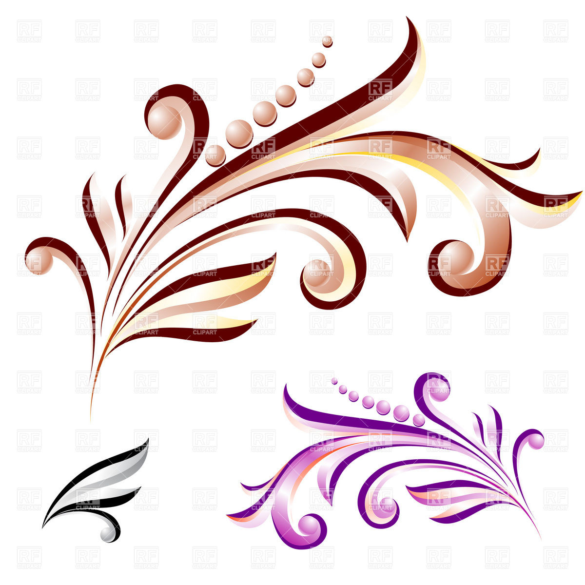 1200x1200 Decorative Twig With Curls With Leaves Vector Image Of Design