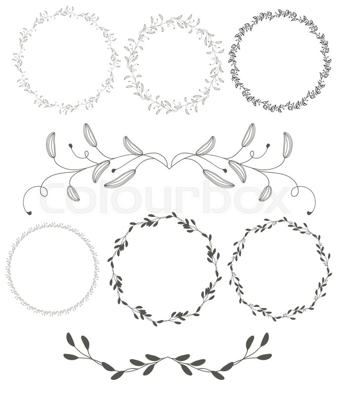 683x800 Set Of Round Flourish Vintage Stock Vector Colourbox