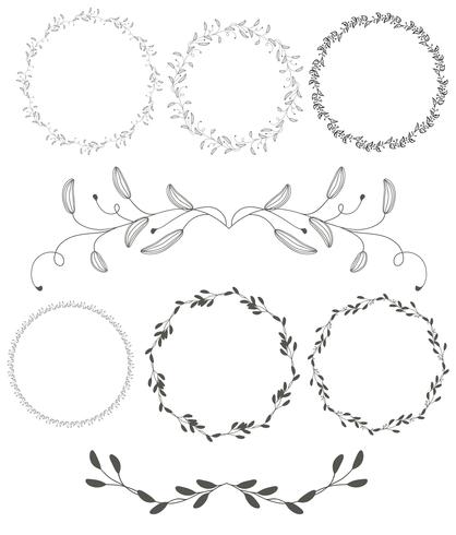 418x490 Set Of Round Flourish Vintage Decorative Whorls Frame Leaves