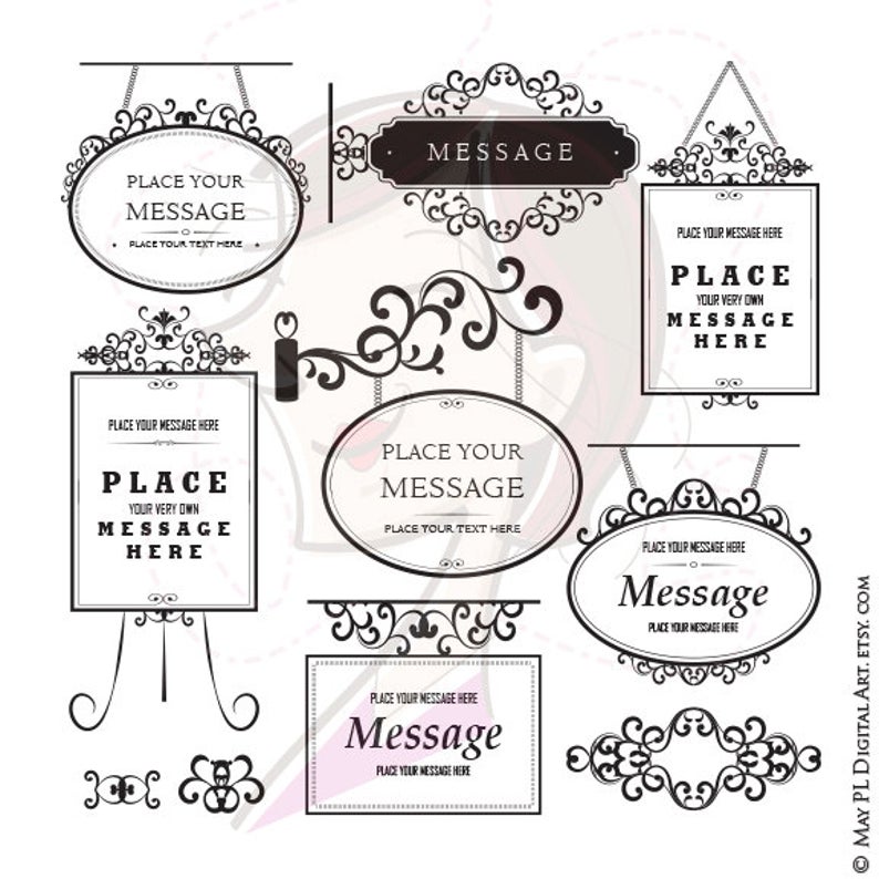 794x794 Business Sign Clipart Frame Flourish Vector Graphics Curling Etsy