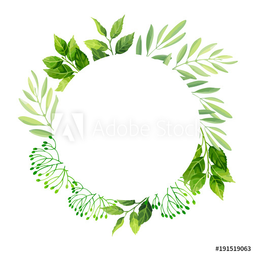 500x500 Green Leaves Frame Template Vector Illustration
