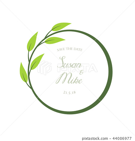450x468 Green Leaves Wedding Frame Vector