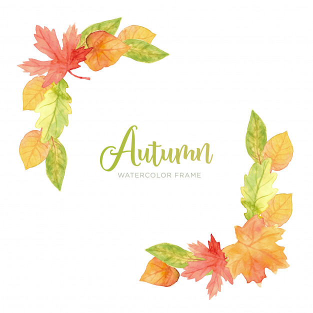 626x626 Watercolor Autumn Leaves Frame Vector Free Download