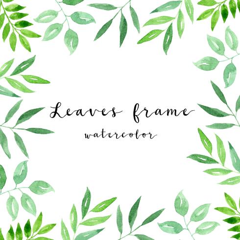 490x490 Watercolor Green Leaves Frame