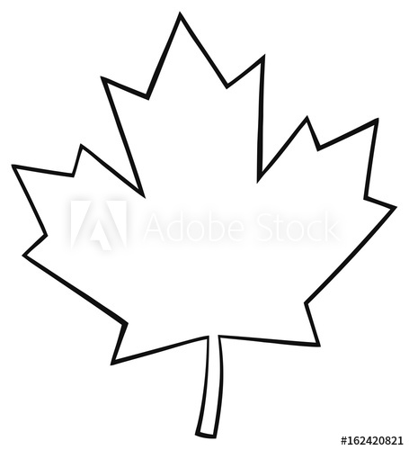 455x500 Outlined Canadian Maple Leaf Line Cartoon Drawing Illustration