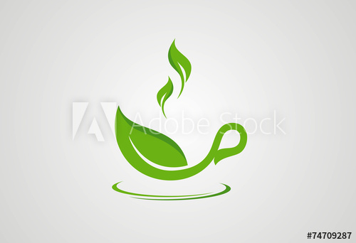 500x342 Cup Tea Green Leaf Logo Vector