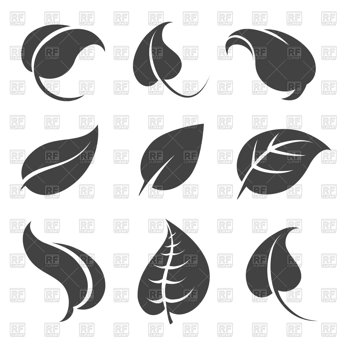 1200x1200 Grey Leaves Silhouettes Vector Image Of Objects Vectortatu