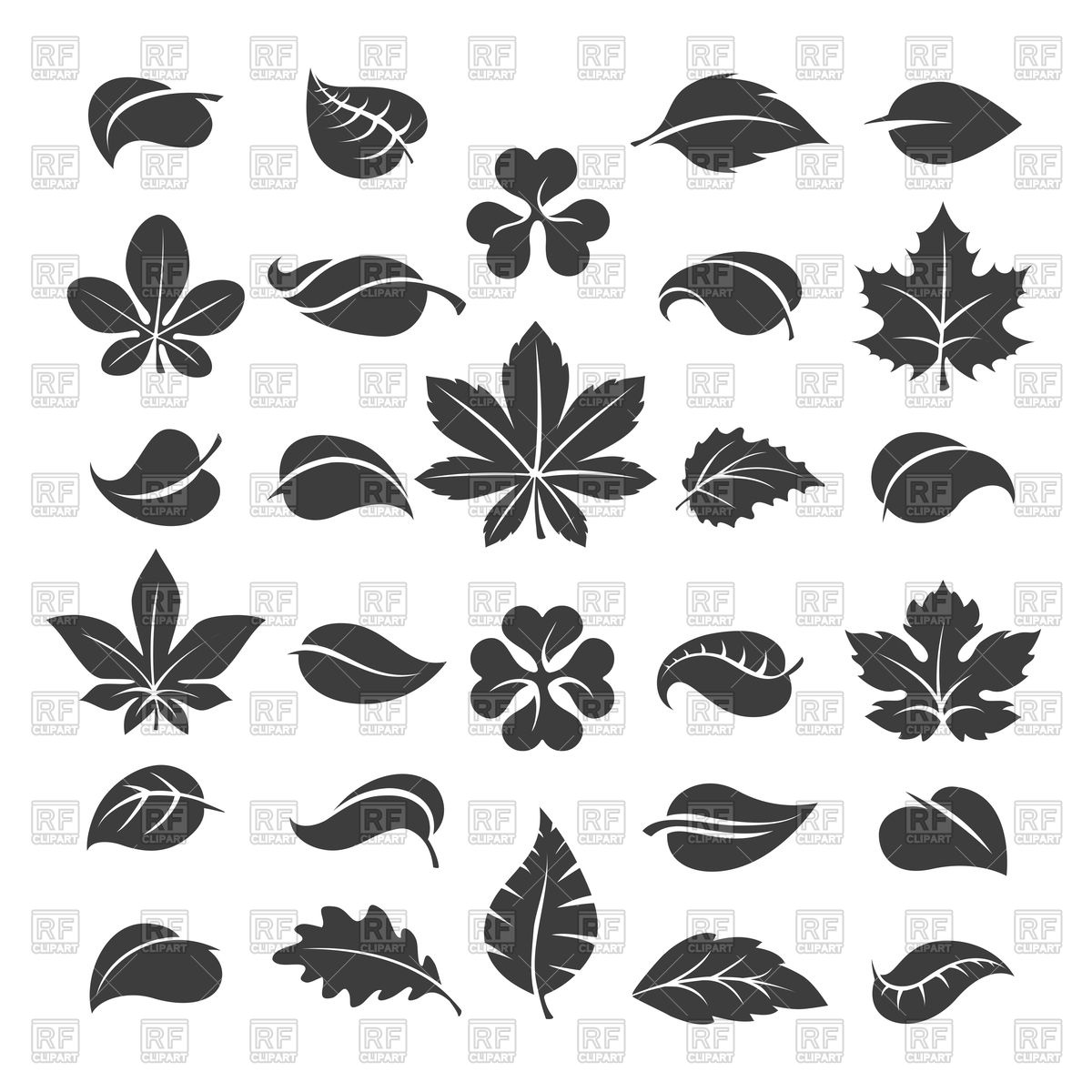 1200x1200 Tree Leaves Silhouettes Vector Image Of Signs, Symbols, Maps