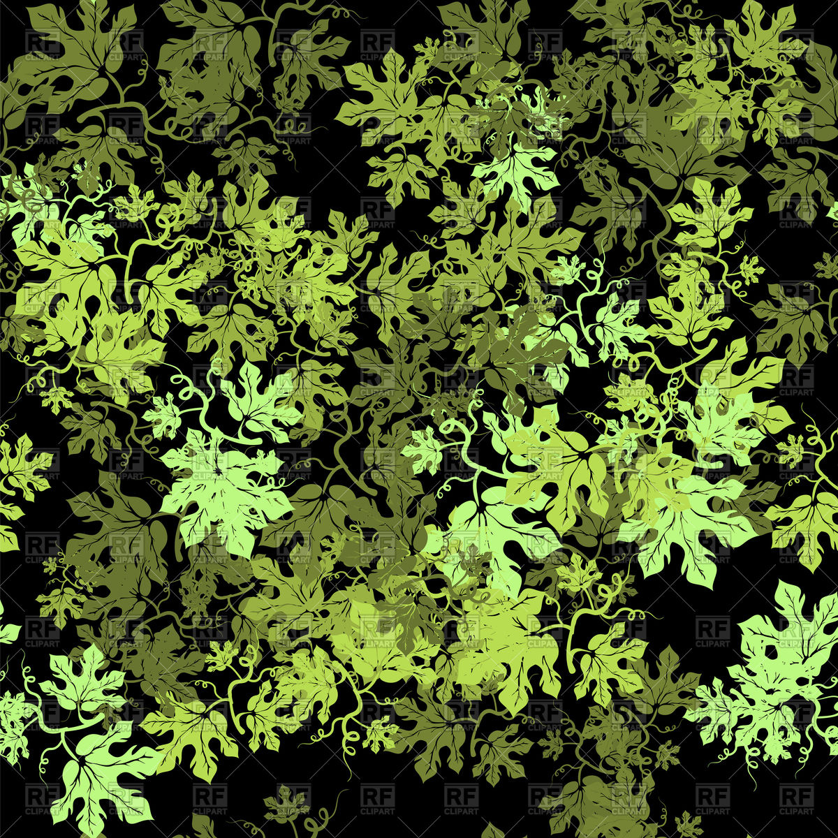 1200x1200 Green Leaves Texture Isolated On Black Background Vector Image