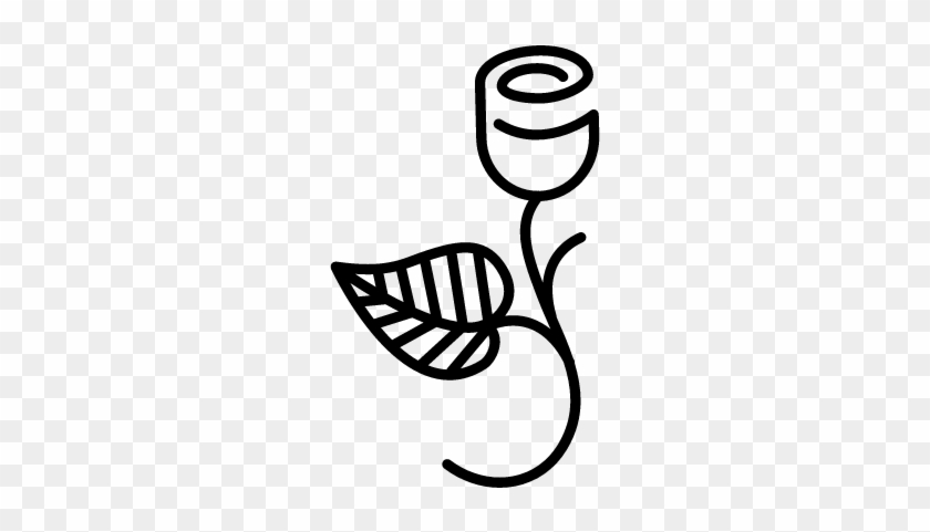 Rose Outline With Branch And A Leaf Vector 840x481 Rose Outline With Branch And A Leaf Vector