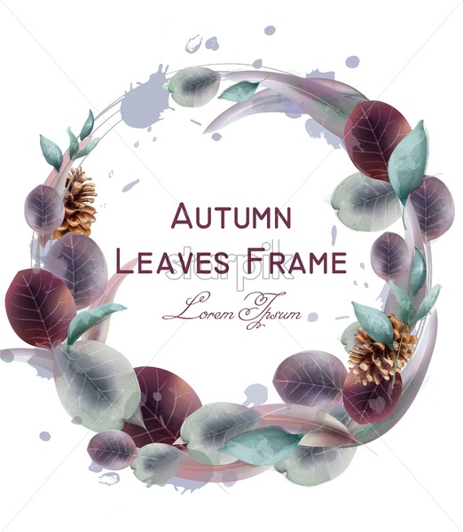 522x600 Autumn Leaves Wreath Vector Watercolor Round Leaf Frame
