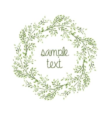 380x400 Watercolor Floral Leaf Vine Wreath Vector Frame