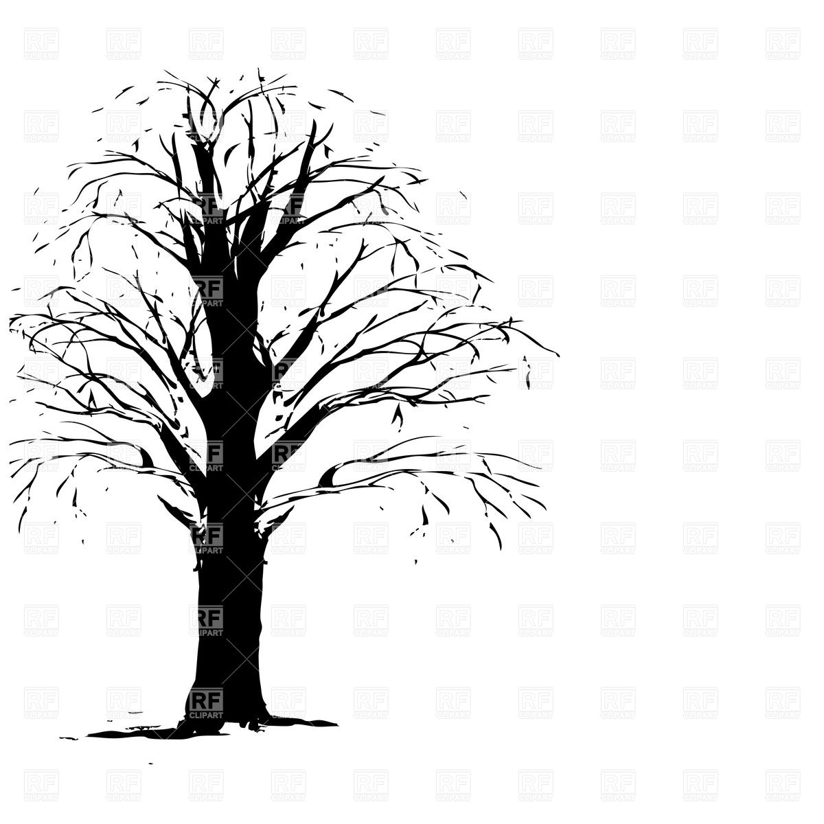 1200x1200 Silhouette Of Dry, Leafless Tree Vector Image Of Plants