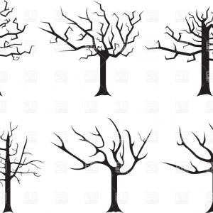 300x300 Silhouettes Of Stylized Dead Trees Leafless Dry Trees Vector