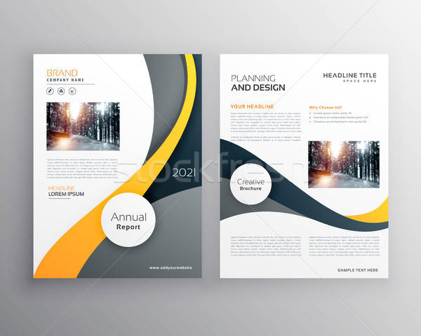 600x480 Stylish Yellow Gray Business Brochure Poster Leaflet Vector Desi