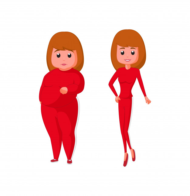 626x645 Fat Woman And Lean Girl Cartoon Vector Premium Download